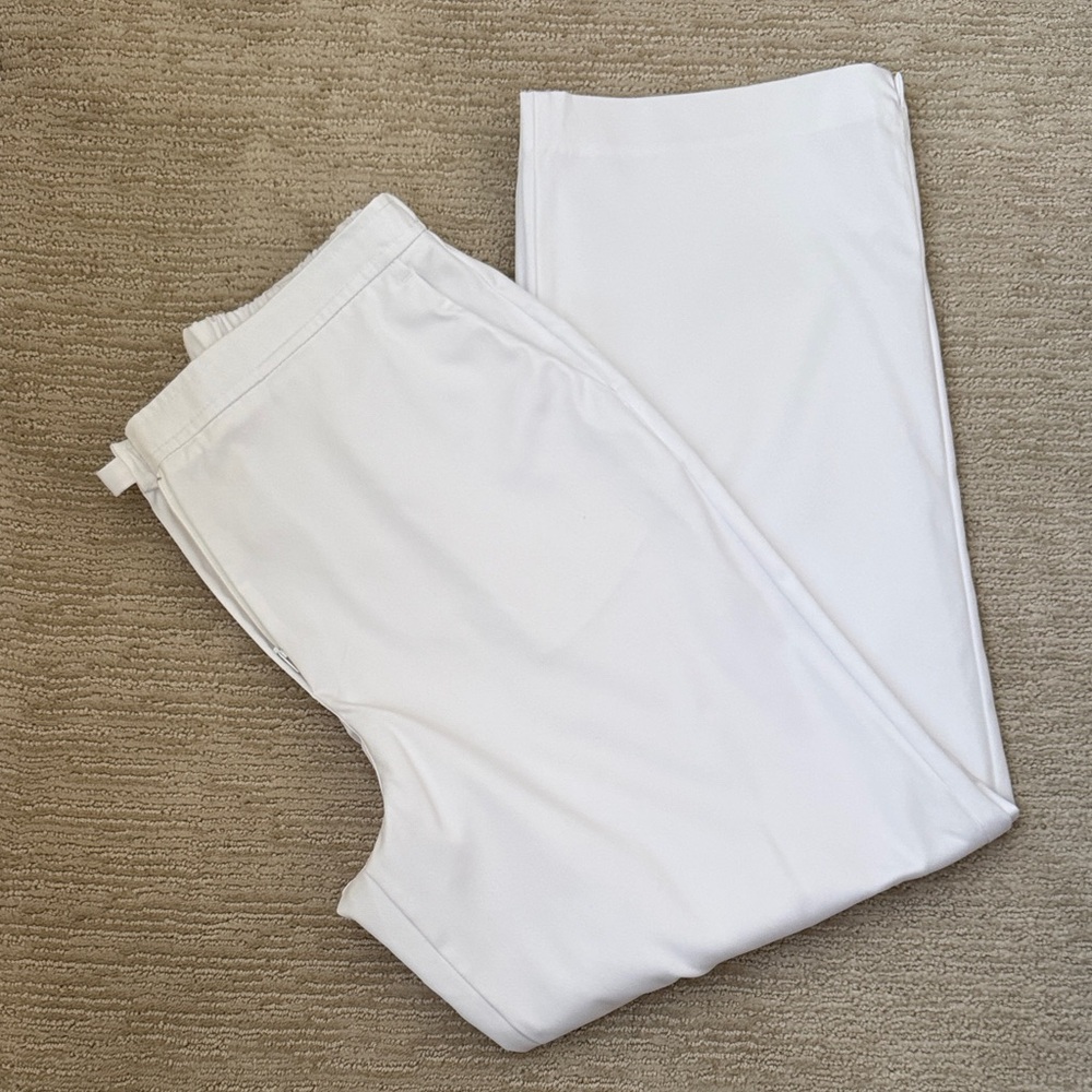 CB Collections White Wide Leg Pants, Size 12 short.